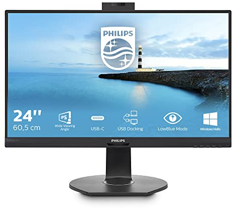Philips 241B7QUBHEB - 24 Zoll FHD USB-C Docking Monitor, Webcam, höhenverstellbar (1920x1080, 75 Hz, HDMI, DisplayPort, RJ45, USB Hub) schwarz
