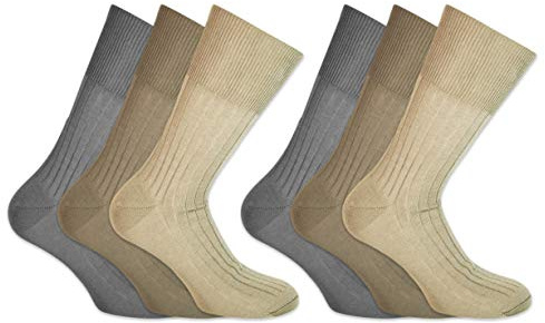 frencis 6 pares de calcetines sanitarios para hombre con elástico extra suave de hilo de Escocia 100% trenzado a mano para diabéticos fabricados en Italia, Surtido Claro, 43-46