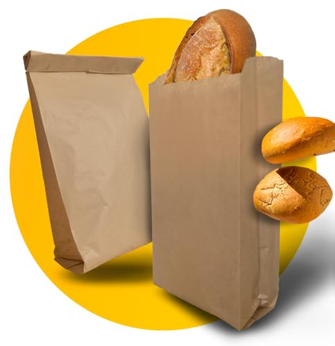 Simplelifeco UK 100 Light, Reinforced Paper Bread Bags | Brown Paper Bakery Bags for Food, Cakes & Homemade Bakes (7 x 15” + Side Gusset)