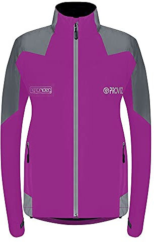 Proviz Women's Nightrider Reflective Waterproof Cycling Jacket Hi Visibility Breathable Cycling Coat (8, Purple)
