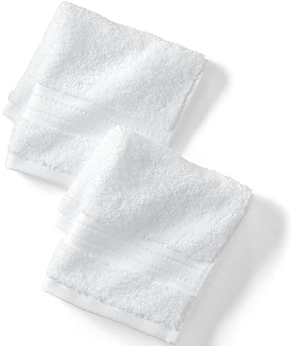 Lands' End Supima Towel White 2 Piece Washcloth Set