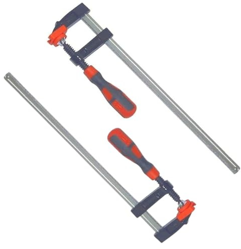 Dunnet Tools 2 Pack F Clamps Bricklaying Metalwork 600mm / 24 Inch Heavy Duty Wood Clamps For Woodwork F Clamp Soft Grips Quick Slide Mechanism Woodworking Carpentry Tools And Equipment