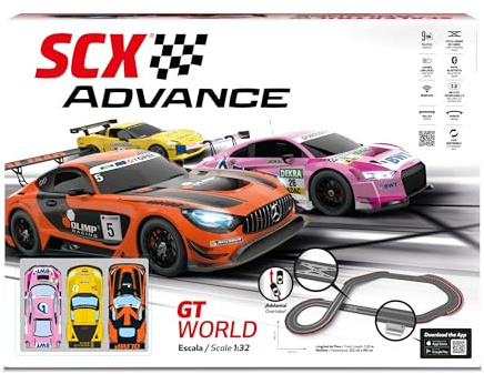 Scalextric - Circuito ADVANCE - Pista de Carreras Completa - 3 coches y 2 mandos 1:32 (GT World)