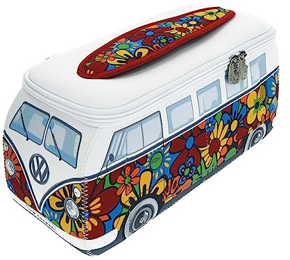 BRISA VW Collection - Volkswagen Neoprene Universal Makeup Cosmetic Travel Pharmacy Bag Pouch T1 Campervan Bus (Flower/Multi/Large)