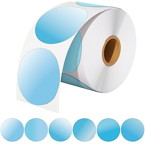 WLHGH 2 Inch Round Thermal Labels, Self-Adhesive Circle Sticker Printer Label, 6 Colour Gradients Thermal Label for Barcode, Logo Design, Address, QR Code, Address, Inventory, 600 Labels/Roll (Blue)