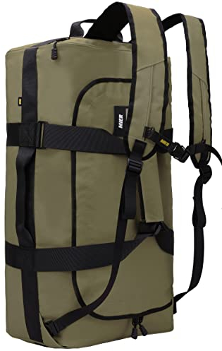 MIER Sporttasche Herren Wasserresistente Reisetasche 60L groß Heavy Duty Convertible Sportrucksack mit Rucksackgurten und Schuhfach für Fitnessstudio, Sport, Reisen, Duffle Bag-Grün