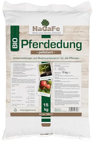 1 x 15kg HaGaFe Bio Pferdedung, Pferdemist, Universaldünger,Bio - Dünger, Dung, Mist, Naturdünger, Gartendünger