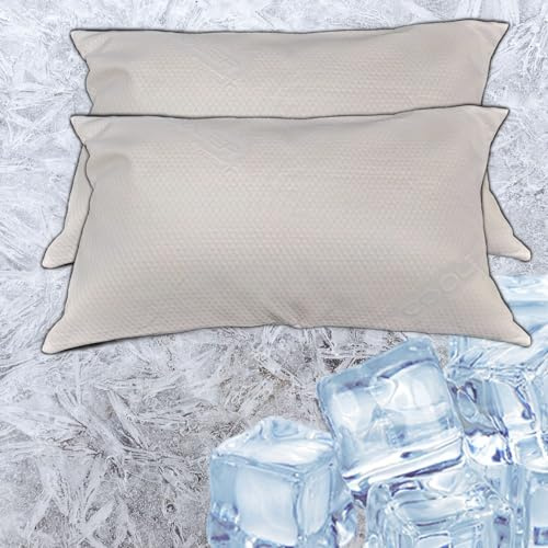 TAKImed,Coppia di Federe per Cuscini da Letto Rinfrescante ICEBERG tessuto Ipoallergenico e Traspirante. Il tuo sonno fresco e confortevole! 2 Fodere nella confezione. Prodotto in italia