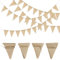 GEEKEO Guirlande Fanions Toile de Jute, 20 Mètres/48pcs Guirlande Fanion Jute, Drapeaux Triangle Bannière Vintage pour Mariage Anniversaire Fête Baptême, Décoration Intérieure et Extérieure (Marron)
