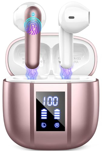 Auriculares Inalambricos Bluetooth, Auriculares Bluetooth 5.3, 48H Estéreo HiFi Cascos Inalambricos Bluetooth con Reducción de Ruido, IP7 Impermeable Auriculares Carga Rápida USB-C, Comodidad Ligera