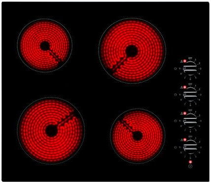 Willow WCH60D 60cm Ceramic Hob, Electric Hob Cooktop with Four Cooking Zones, Rotary Controls, Child Lock, Black
