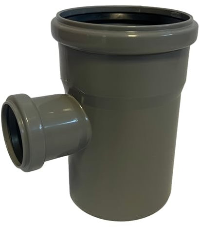 HT Abzweig DN 110 x 75/90 87° T-Stück Verbinder Grau PP Kunststoff | mit Dichtung | Gummidichtung | Abwasser Installation | Kanalrohrsystem | Abflußrohrsystem | komplettes HT-System