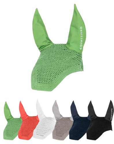 Covalliero - Fliegenhaube – Ohrenschutz für Pferde – elastische Fliegenohren – Schutz vor Insekten fürs Pferd – Pferde Zubehör in Grün – passend für Pony