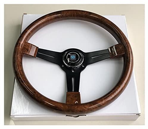 Volante deportivo de coche, volante deportivo de 35,5 cm, con aspecto de madera, volante deportivo