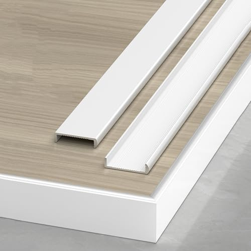 VQWQV 3pcs×100cm Alluminio Profilo di Soglia, U Metallo Striscia di Transizione per Pavimento, per Laminato da 1.4 A 3.6cm, Striscia di Giunzione Porta Extra Larga(Bianco,W2.03cm)