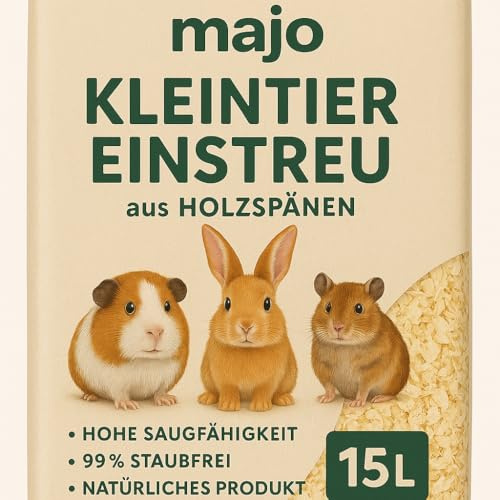Majo Holzspäne – Kleintierstreu 150 L | staubfrei, absorbierend & natürlich (15L)