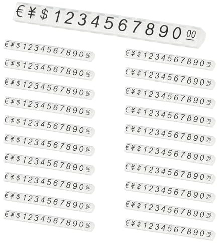 PATIKIL 20 Set Cubo Per Prezzi Display Supporto Etichetta Prezzo Regolabile Con Numeri E Lettere Rimovibili Kit Blocchetti Dollaro Per Vetrine Gioielli (Trasparente/Nero L)