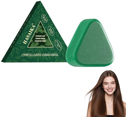 HASAIKA® Champú en Barra Nature Triangle, barra de champús sólidos vegetales, Limpia suavemente y suaviza el cabello, hace espuma fácilmente