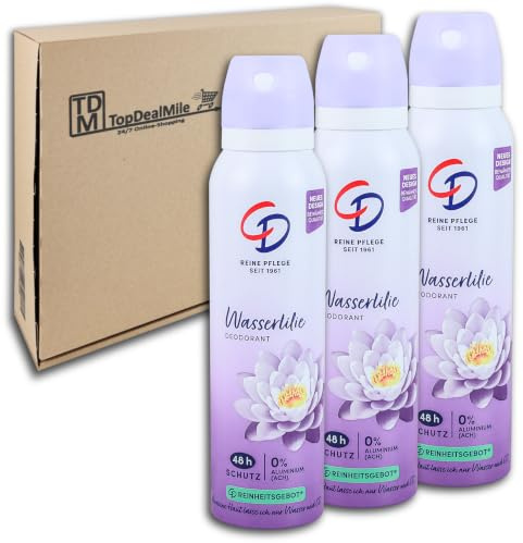 TopDealMile-förvaringspaket för CD deodorant spray vattenlilja deodorant 3 x 150 ml