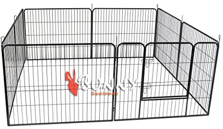 BUNNY BUSINESS Heavy Duty Puppy Play Pen/Rabbit Enclosure, 8-Panel, Gunmetal Grey (SMALL)