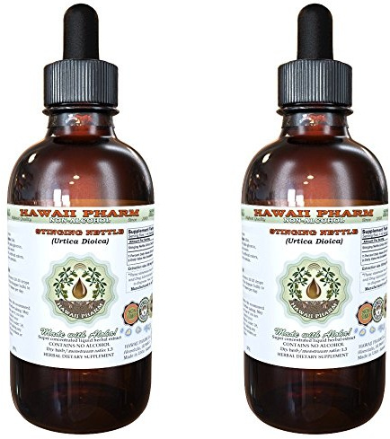 Hawaii Pharm Stinging Nettle Alcohol-Free Liquid Extract, Stinging Nettle (Urtica Dioica) Dried Root Glycerite Natural Herbal Supplement, USA 2x2 fl.oz