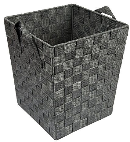 EHC Woven Waste Paper Bin Basket with Hollow Handle, Grey