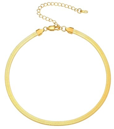 PROSTEEL Choker Collana a Girocollo Donna a Catena Serpente Piatta 5 mm, Girocollo Donna Oro Lunghezze Regolabile 32-41 cm, Acciaio Placcato Oro, Oro, Hip Hop Punk Rap (con Confezione)