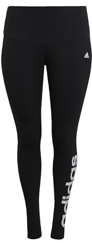 adidas Damen Essentials High-Waisted Logo Leggings (Plus Size), Black / White, 3XL Plus