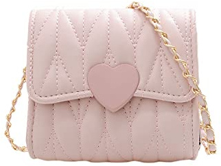 Mini borsa a tracolla da donna, con motivo a cuore, con principessa, borsa a tracolla per bambine e bambine, rosa