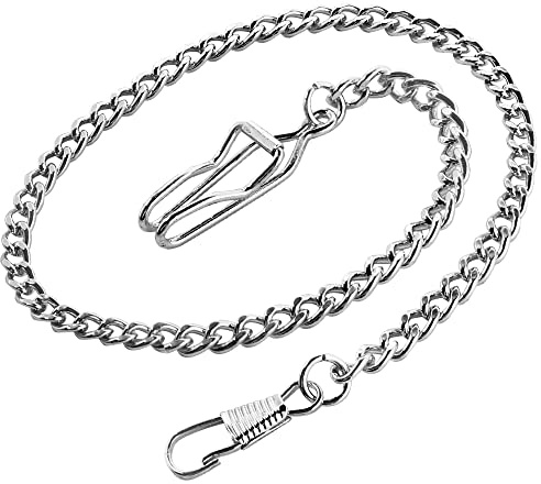 Realpoo 1 PCS Silver Waist Chain Pocket Watch Chain Accessory 14.7 (37.5 cm), Men's/Women's Silver Vintage Metal Alloy Pocket Watch Chain-Sliver