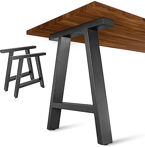 NEXT LEVEL - Tischbeine Metall Schwarz | 65x74cm, Profil 80x40mm, Metallisch, für Holz und Glas, Kompatibel mit Tischbreiten 70, 80, 90 und 100cm - PM-002