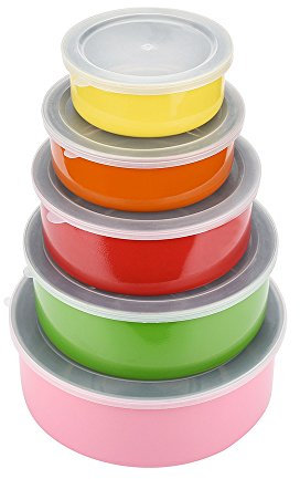 5PCS Edelstahl Rührschüssel Set mit Deckel-Home Kitchen Food Container Storage Mixing Bowl Gemüse Waschschüssel-280ml+450ml+730ml+1080ml+1580ml