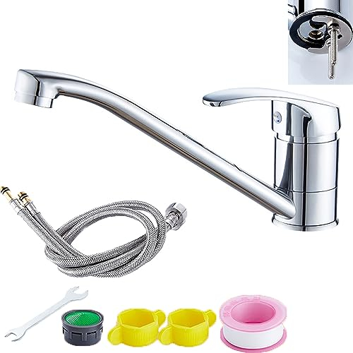 Niederdruck Armatur Küche,Küchenarmatur,Spültischarmatur Küche,360° Drehbar Küchenarmatur Niederdruck,mit 2 Schläuchen 60CM Leicht zu zerlegen und zu waschen,für Boiler, Untertischgeräte