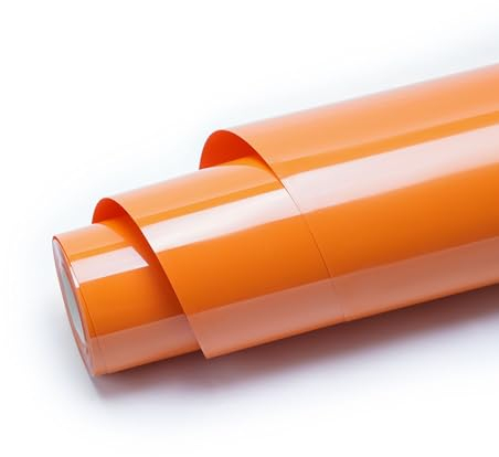 JAVIGA Plotterfolie Textil-30,5cm x 6m Orange Flexfolie Plotterfolie Vinyl für PlotterMaschine, Bügelfolie für Textilien, DIY T-Shirts & Stoffe, Plotter Zubehör Textilfolie Plotter Eine Rolle