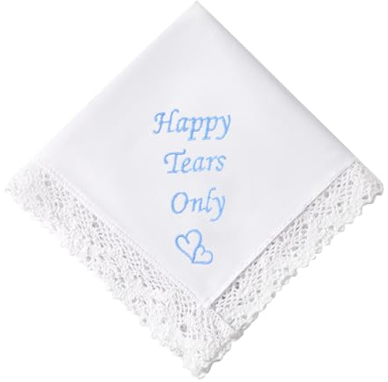 HOULIFE Hochzeitstaschentuch aus bestickter Spitze 60s Baumwolle weiße Taschentücher personalisiertes Stickerei-Taschentuch für Braut Bräutigam Hochzeitstag Geschenk 32 x 32 cm