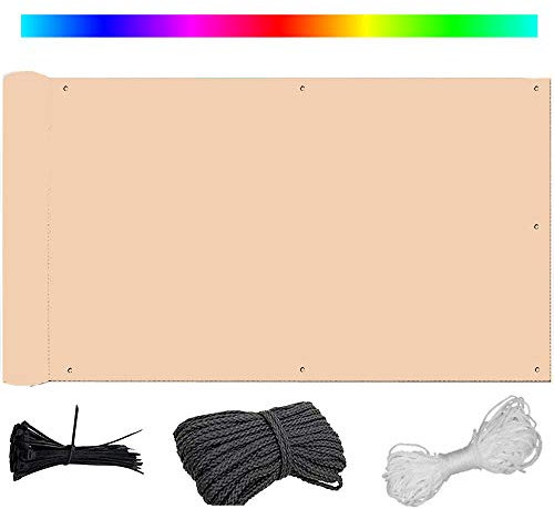 Balkonabdeckung 130 x 900 cm Wetterbeständiges Netz mit Wind- und UV-Schutz Creme Farbe ideal für Balkon Terrasse Garten inklusive Kabelbinder und Kordel