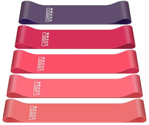 Fitnessbänder - Widerstandsbänder 5er-Set, Aus TPE-Material, 5 Widerstandsstufen, rutschfest und Elastisch, Mit Übungsanleitung & Tragebeutel, Ideal für Muskeltraining, Yoga und Re