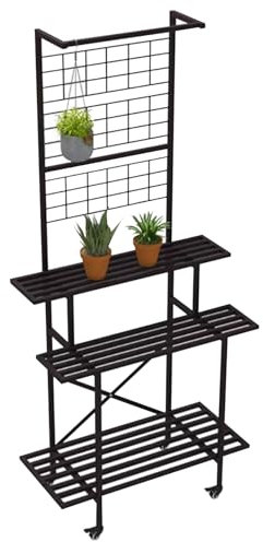 Estante de esquina para plantas - Estante escalera 2/3 de nivel con soporte flores - Unidad almacenamiento, expositor de plantas sala de estar - Soportes macetas - Estante de escalera plantas negro(Ty
