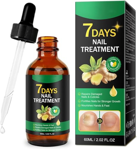 Tratamiento de Hongos en las Uñas, Tratamiento de Hongos en las Uñas de Jengibre para Uñas de Manos y Pies, 60ml Reparadores de Uñas Solución, Fortalece la Uña, La Uña se Regenera de Forma Natural