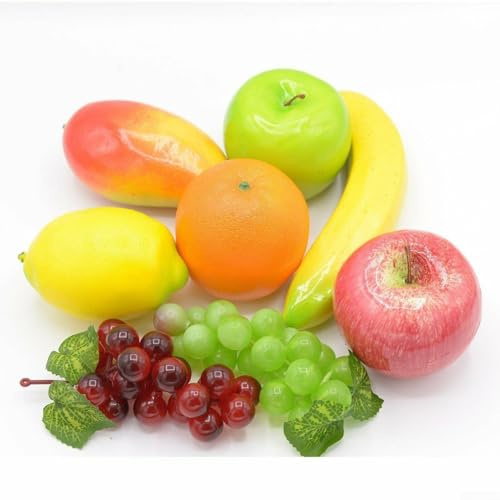 Artificial Fruit Set of 8 PCS Realistic Decorations with Grape, Lemon, Orange & Banana for Events