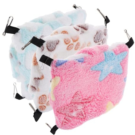 BESPORTBLE 3 Piezas Hamaca para Mascotas Pequeñas Cama Colgante de Doble con Peluche Diseño Ahorrador de Cama Cálida y Cómoda para Hámsteres Planeadores y Ardillas