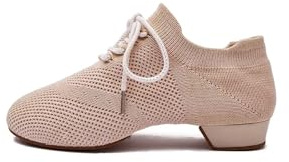 Zapatos Baile Latino Mujer Zapatos de baile latino moderno suela blanda for adultos, zapatos tacón plano for profesores, calcetines práctica jazz, zapatillas ballet estándar for interiores(Pink,36)