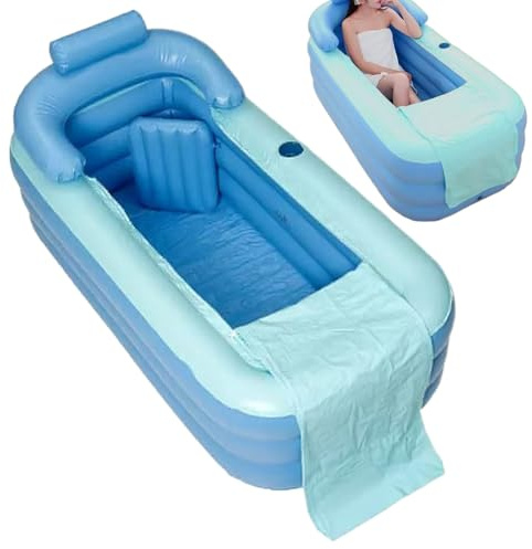 Bañera Inflable | Bañera Spa Portátil Inflable De PVC Con Alfombrilla Asiento | Baño Spa, Suministros Baño Para Unisex Adulto Adolescente Niña Niño Familia
