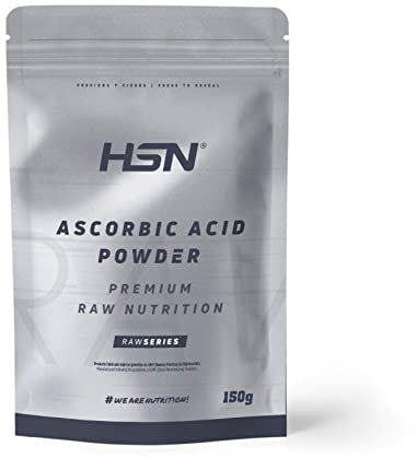 HSN Ácido Ascórbico (Vitamina C) en Polvo | Sabor Neutro 150g | 1 gramo Vitamina C al día | 100% Puro Sin Añadidos y Libre de Contaminantes | No Contiene Dosificador | No-GMO, Vegano, Sin Gluten