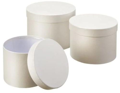 ICFPWR Round Florist Flower Hat Boxes Set of 3 Off-white (4654)
