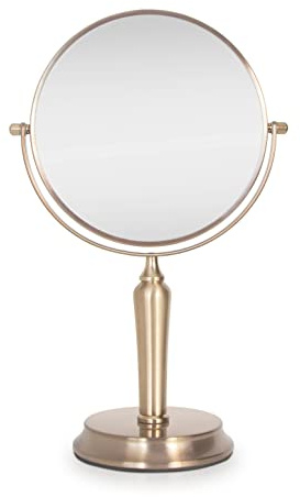 Zadro Anaheim 8.75” Round Non-Lighted Makeup Mirror 5X 1X Magnifying Makeup Mirrors Rotating Head Makeup Mirror for Desk