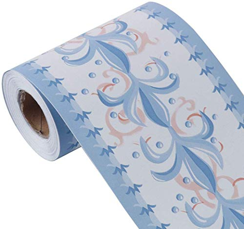 Frise de papier peint imperméable amovible à décoller et à coller pour cuisine et salle de bain, autocollant de bordure de papier peint, fleur bleue, Banggo, 0,1 x 10 m