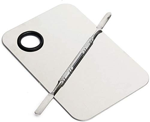 Make-up Artist,Palette de mélange de maquillage en acier inoxydable avec spatule pour mélanger fond de teint, argent TOY-STORE (Standard)