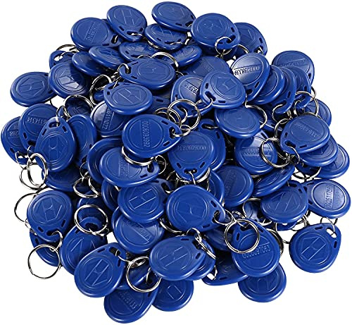 JIEWEN Närhet Em 125KHz RFID ID-kort tagg token nyckelring nyckelkedja endast färg blå (100-pack)