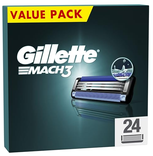 Gillette Mach3 Rasierklingen für Männer, 24 ORIGINAL Gillette Ersatzklingen, Klingen für Herren mit Gleitstreifen für ein sanftes Gleiten und Klingenbeschichtung